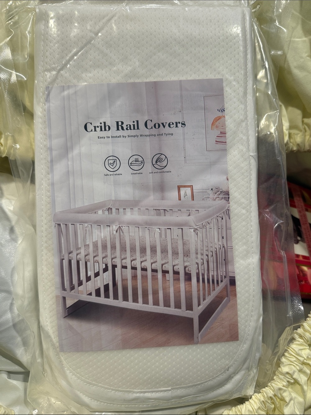Crib Rail Covers - White Protective Nursery Guard